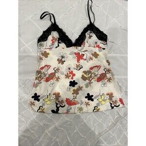 Calvin Klein Women's Multicolor Camisole Top With Black Lace Trim Size M